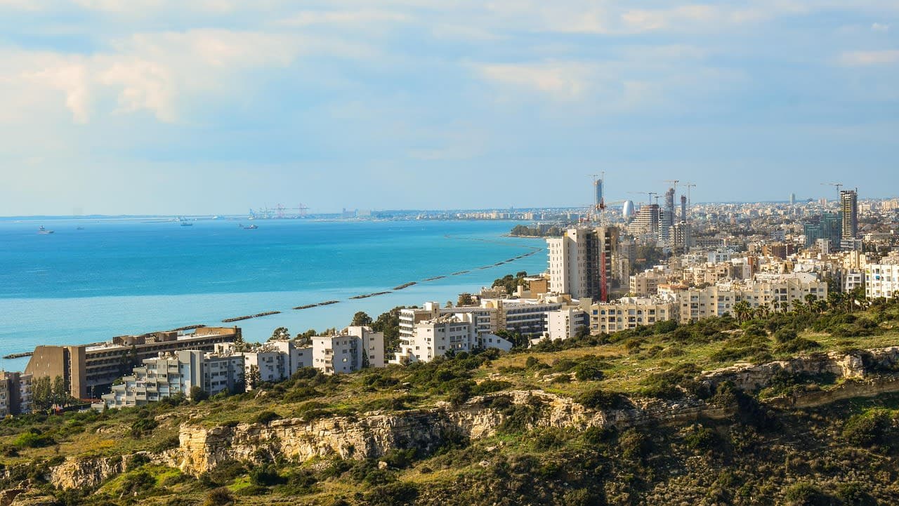 Coastline and apartment blocks in Limassol, Cyprus