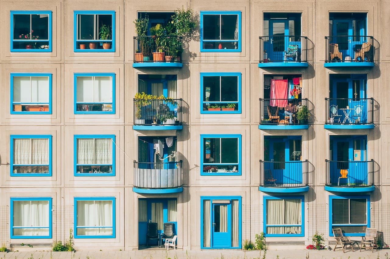 Apartment facade with balconies